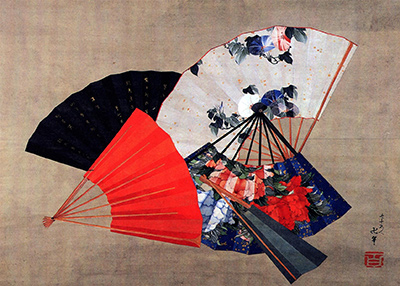 Five Fans Hokusai