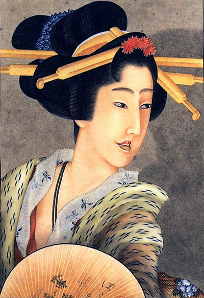 Portrait of a Woman Holding a Fan Hokusai