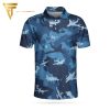 Aircraft Ocean Blue Camouflage Full Printing Polo Shirt Aircraft Polo Shirts