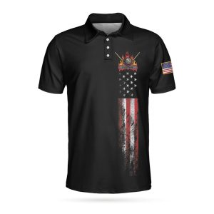 American Flag Master Baiter Short Sleeve Skull Golf Polo Shirt Golf Polo Shirts