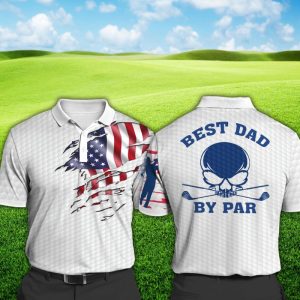 American Flag Skull Best Dad By Par Polo Shirt American Flag Polo Shirts
