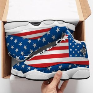 American Flag With Eagle All Over Printed Air Jordan 13 Sneakers American Flag Eagle Air Jordan 13 Shoes