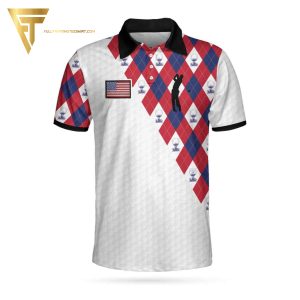 American Flag With Golf Argyle Pattern Full Printing Polo Shirt Golf Polo Shirts