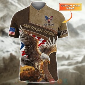 American Pride Eagle Custom Name Polo Shirt Eagle US Polo Shirts