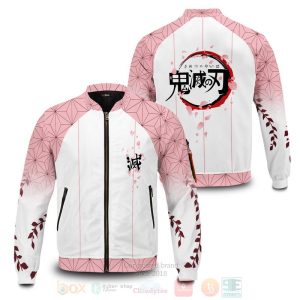 Anime Nezuko Jersey Bomber Jacket Demon Slayer Kimetsu no Yaiba Bomber Jacket