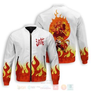 Anime Rengoku Spirit Bomber Jacket Demon Slayer Kimetsu no Yaiba Bomber Jacket