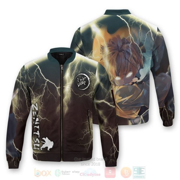 Anime Thunderclap Flash Style Bomber Jacket Demon Slayer Kimetsu no Yaiba Bomber Jacket