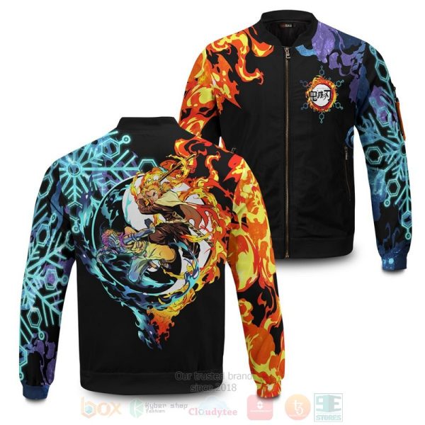 Anime Yin Yang Rengoku Akaza Bomber Jacket Demon Slayer Kimetsu no Yaiba Bomber Jacket