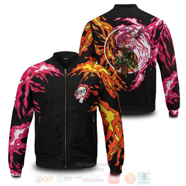 Anime Yin Yang Tanjiro Nezuko Bomber Jacket Demon Slayer Kimetsu no Yaiba Bomber Jacket