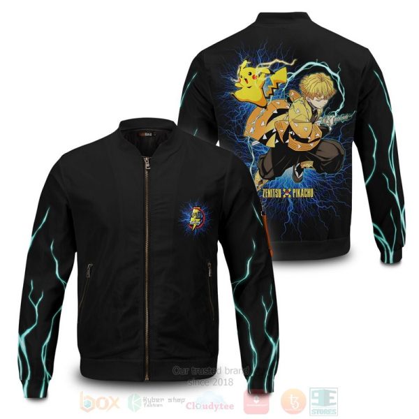 Anime Zenitsu Collab Bomber Jacket Demon Slayer Kimetsu no Yaiba Bomber Jacket