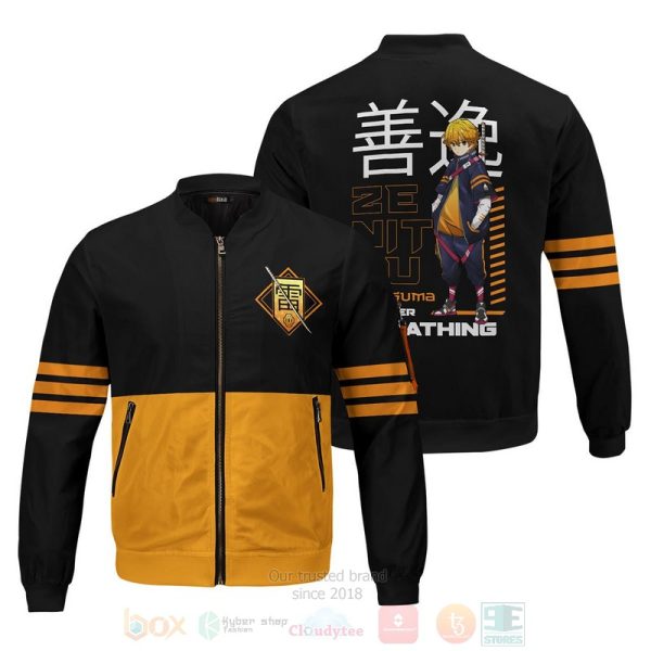 Anime Zenitsu Stwear Bomber Jacket Demon Slayer Kimetsu no Yaiba Bomber Jacket