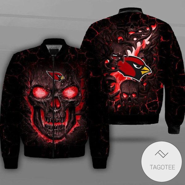 Arizona Cardinals Lava Skull Full Print Bomber Jacket Arizona Cardinals Bomber Jacket