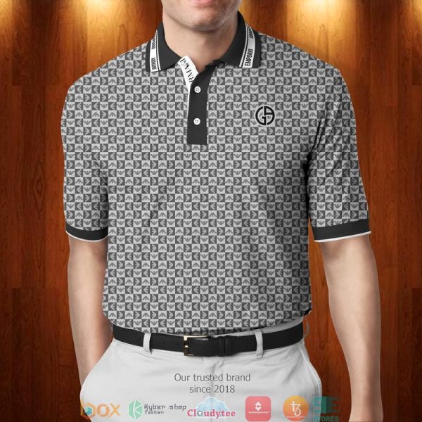 Armani Caro Pattern Grey Polo Shirt Giorgio Armani Polo Shirts