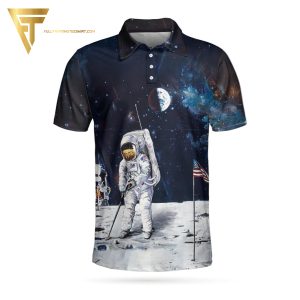 Astronaut Moon Golf Full Printing Polo Shirt Golf Polo Shirts