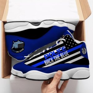 Back The Blue Thin Blue Line American Flag Police Support Air Jordan 13 Sneakers American Flag Air Jordan 13 Shoes