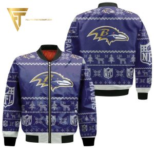 Baltimore Ravens Ugly Christmas Full Print Bomber Jacket Baltimore Ravens Bomber Jacket