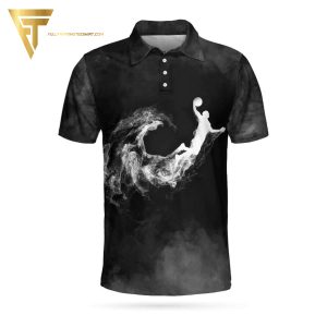 Basketball On Smoke Background Full Printing Polo Shirt Basketball Polo Shirts