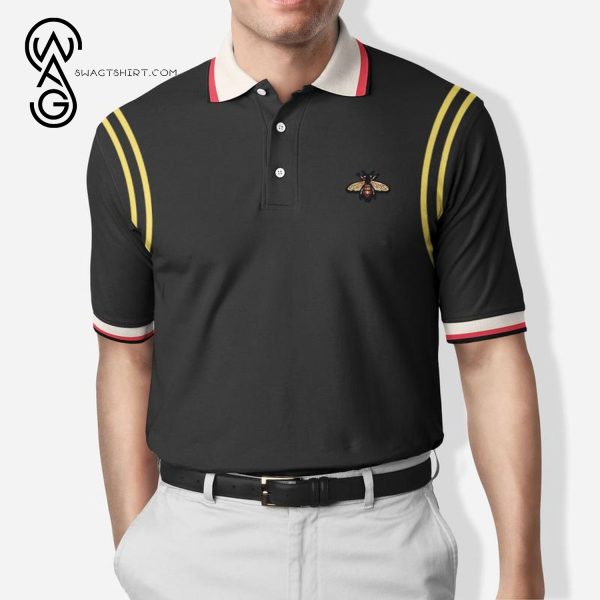 Bee Gucci Logo All Over Print Premium Polo Shirt Gucci Polo Shirts