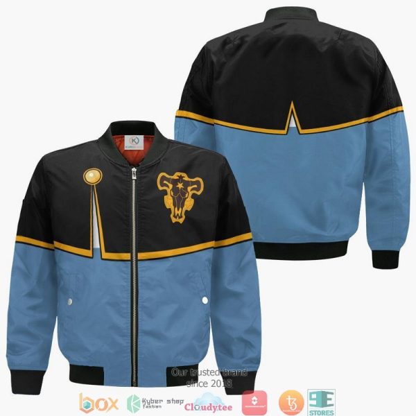 Black Clover Grey Anime 3D Bomber Jacket Black Clover Bomber Jacket