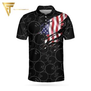 Bowling American Flag Full Printing Polo Shirt Bowling Polo Shirts