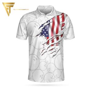 Bowling American Flag White Background Full Printing Polo Shirt Bowling Polo Shirts