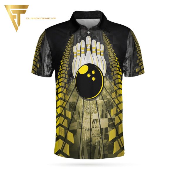 Bowling Bull Black And Yellow Full Printing Polo Shirt Bowling Polo Shirts