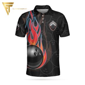 Bowling In Fire And Flag Full Printing Polo Shirt Bowling Polo Shirts