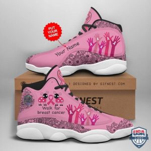 Breast Cancer Air Jordan 13 Custom Name Personalized Shoes Personalized Air Jordan 13 Shoes