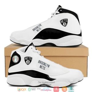 Brooklyn Nets Football Nba Team Big Logo Air Jordan 13 Sneaker Shoes Brooklyn Nets Air Jordan 13 Shoes