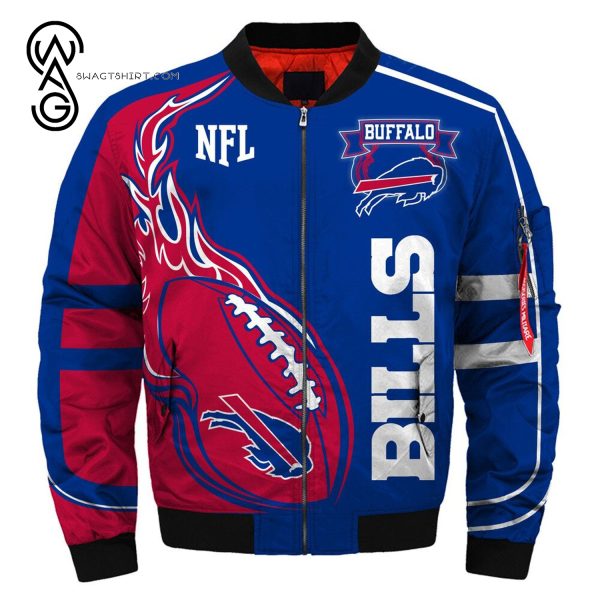 Buffalo Bills Ball All Over Printed Bomber Jacket Buffalo Bills Bomber Jacket