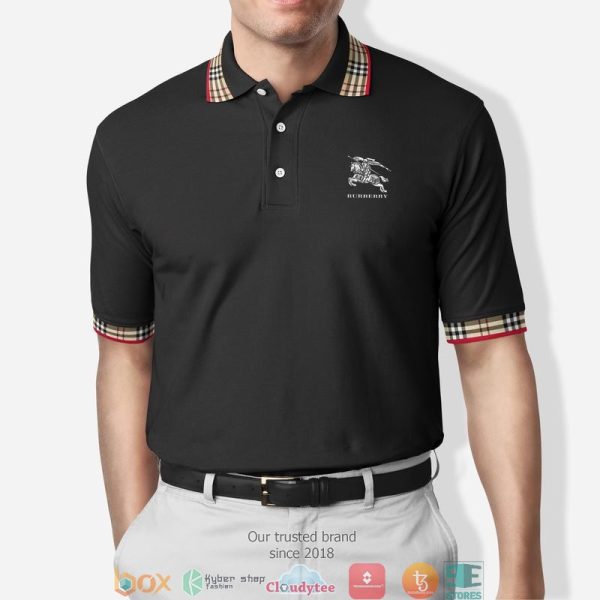 Burberry Caro Pattern Black Polo Shirt Burberry Polo Shirts