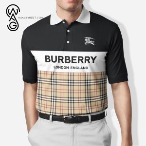 Burberry Cream Black All Over Print Premium Polo Shirt Burberry Polo Shirts