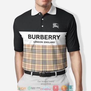 Burberry London England Caro Pattern Black Polo Shirt Burberry Polo Shirts