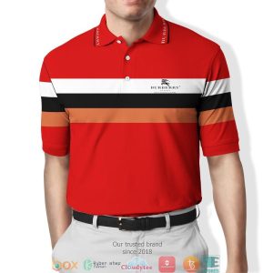 Burberry Red Black White Stripe Polo Shirt Burberry Polo Shirts