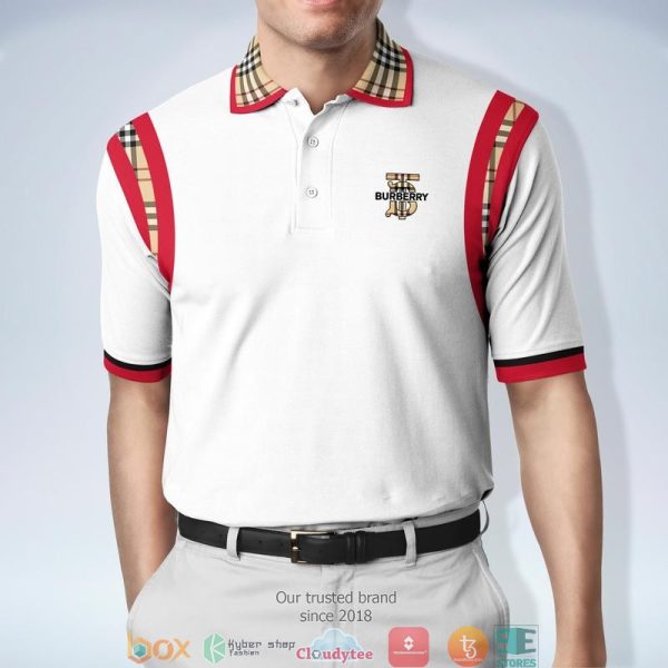 Burberry Red Pattern White Polo Shirt Burberry Polo Shirts