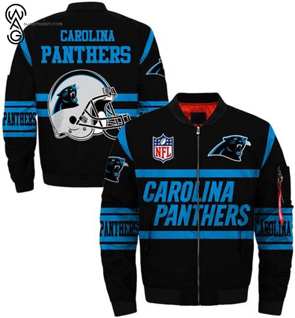 Carolina Panthers Helmet All Over Printed Bomber Jacket Carolina Panthers Bomber Jacket
