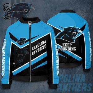 Carolina Panthers Keep Pounding All Over Printed Bomber Jacket Carolina Panthers Bomber Jacket