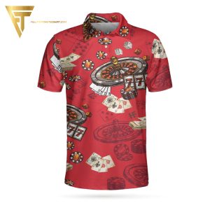 Casino Pattern Red Full Printing Polo Shirt