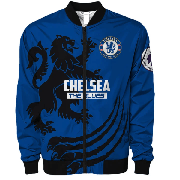 Chelsea The Blues Logo 3D Bomber Jacket Chelsea FC Bomber Jacket