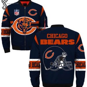 Chicago Bears Helmet All Over Printed Bomber Jacket Chicago Bears Bomber Jacket