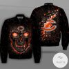 Chicago Bears Lava Skull Full Print Bomber Jacket Chicago Bears Bomber Jacket