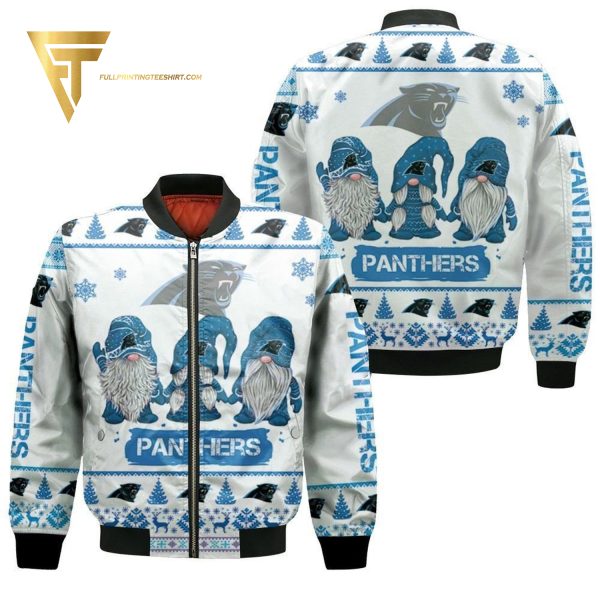 Christmas Gnomes Carolina Panthers Full Printing Bomber Jacket Carolina Panthers Bomber Jacket