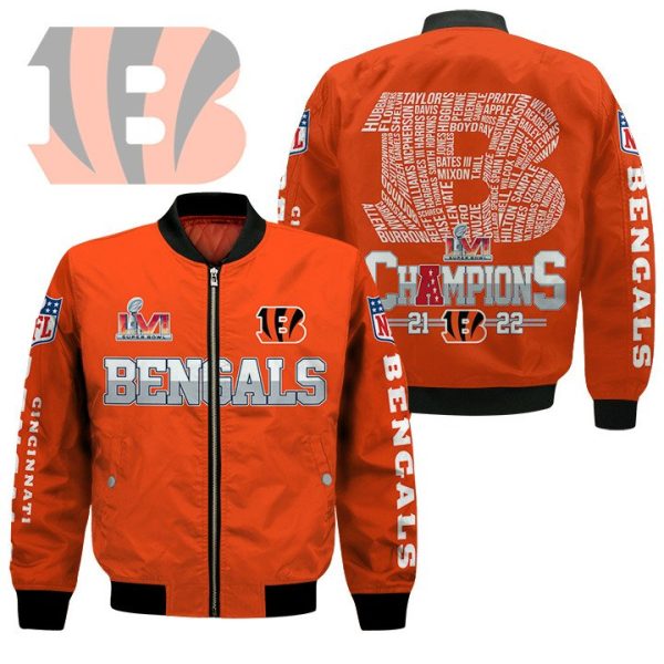 Cincinnati Bengals Lvi Super Bowl Champions 2022 Bomber Jacket Cincinnati Bengals Bomber Jacket