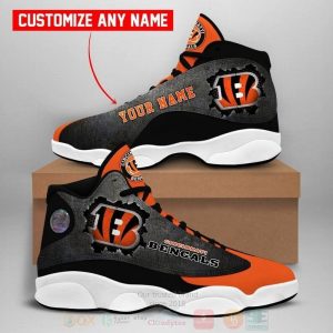 Cincinnati Bengals Nfl Football Team Custom Name Orange Air Jordan 13 Shoes Cincinnati Bengals Air Jordan 13 Shoes