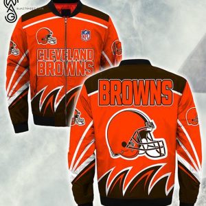 Cleveland Browns Team Nfl All Over Printed Bomber Jacket Cleveland Browns Bomber Jacket