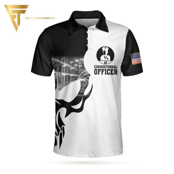 Correctional Officer Proud Skull Full Printing Polo Shirt Skull Polo Shirts