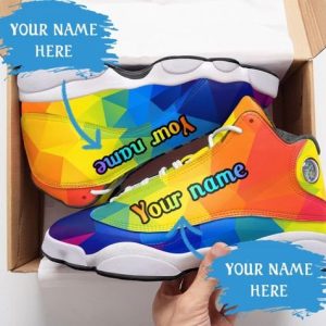 Custom Name Lgbt Color Pattern All Over Printed Air Jordan 13 Sneakers Lgbt Air Jordan 13 Shoes