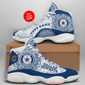 Dallas Cowboys Nfl Mandala Football Team Custom Name Air Jordan 13 Shoes Dallas Cowboys Air Jordan 13 Shoes