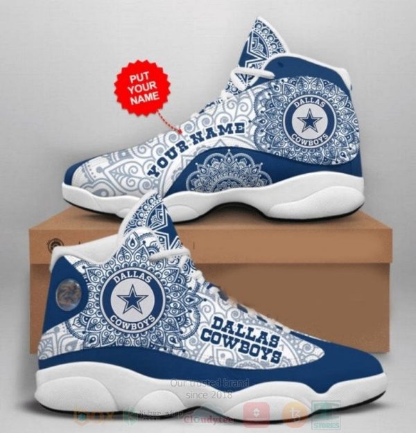 Dallas Cowboys Nfl Mandala Football Team Custom Name Air Jordan 13 Shoes Dallas Cowboys Air Jordan 13 Shoes