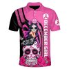 December Girl Breast Cancer Awareness Sugar Skull 3D Polo Shirt Breast Cancer Awareness Polo Shirts